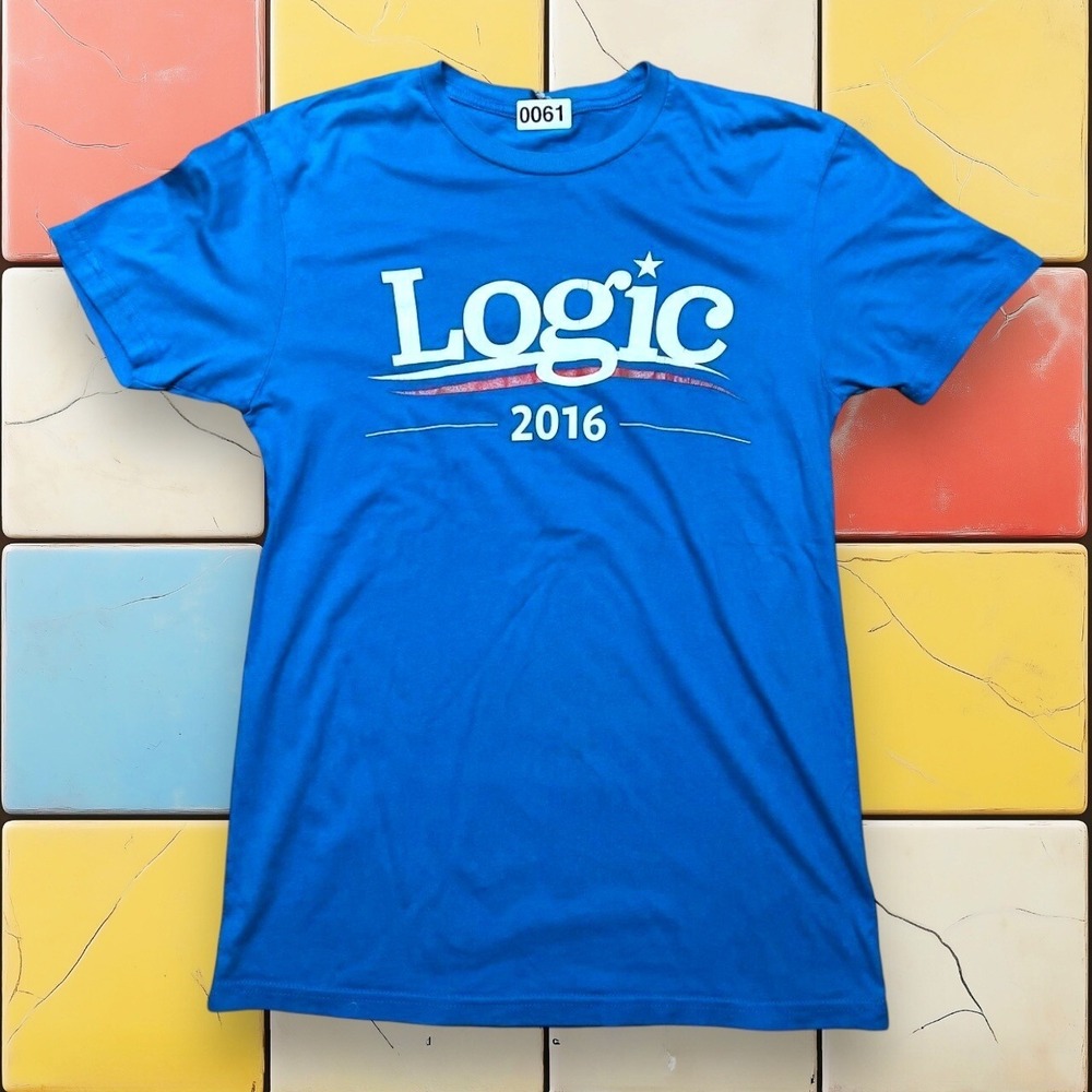 VTG Y2K Logic301 Rap‎ Tee Bernie Hip Hop Shirt Men S Blue Graphic Concert Shirt